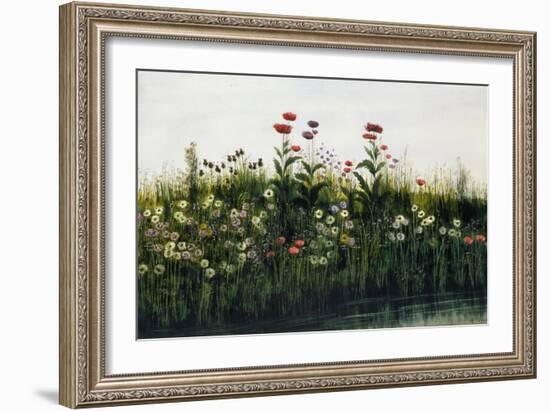 Poppies, Daisies and Thistles on a River Bank-Andrew Nicholl-Framed Giclee Print