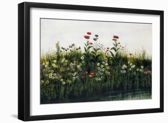 Poppies, Daisies and Thistles on a River Bank-Andrew Nicholl-Framed Giclee Print