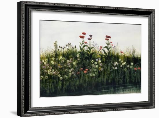 Poppies, Daisies and Thistles on a River Bank-Andrew Nicholl-Framed Giclee Print