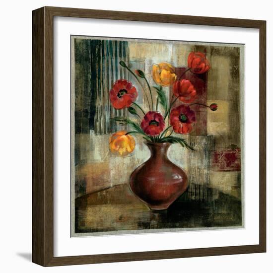 Poppies in a Copper Vase I-Silvia Vassileva-Framed Art Print