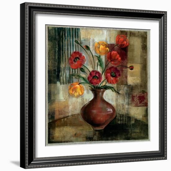 Poppies in a Copper Vase I-Silvia Vassileva-Framed Art Print