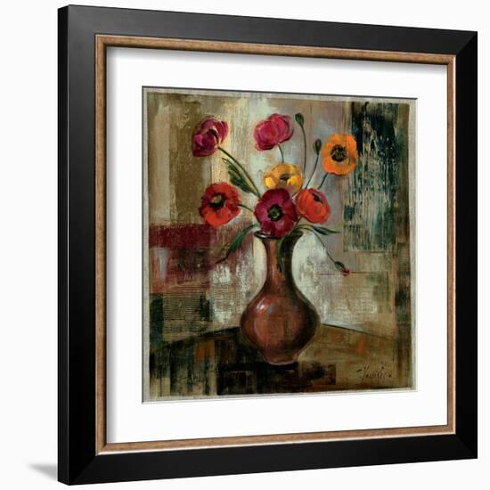 Poppies in a Copper Vase II-Silvia Vassileva-Framed Art Print