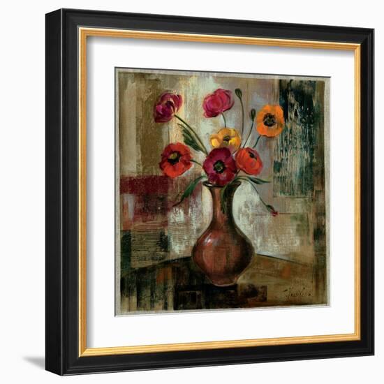 Poppies in a Copper Vase II-Silvia Vassileva-Framed Art Print