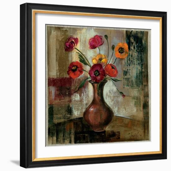 Poppies in a Copper Vase II-Silvia Vassileva-Framed Art Print