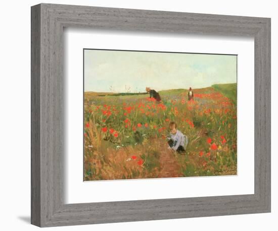 Poppies in a Field, C.1880 (Oil on Panel)-Victor Gabriel Gilbert-Framed Giclee Print