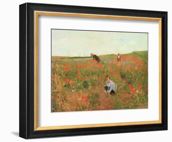 Poppies in a Field, C.1880 (Oil on Panel)-Victor Gabriel Gilbert-Framed Giclee Print