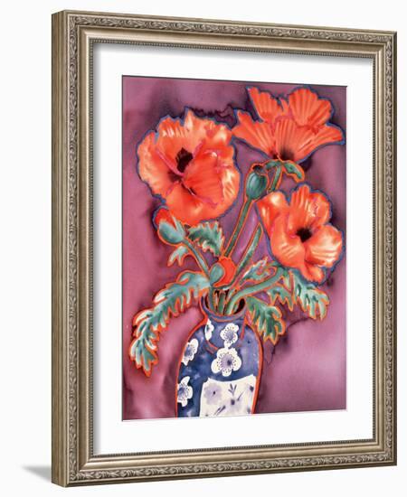 Poppies in Chinese Vase-Lillian Delevoryas-Framed Giclee Print