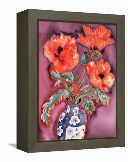 Poppies in Chinese Vase-Lillian Delevoryas-Framed Premier Image Canvas
