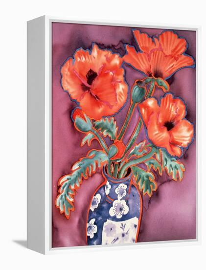 Poppies in Chinese Vase-Lillian Delevoryas-Framed Premier Image Canvas