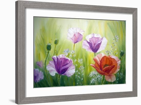 Poppies In The Morning, Oil Painting On Canvas-Valenty-Framed Art Print