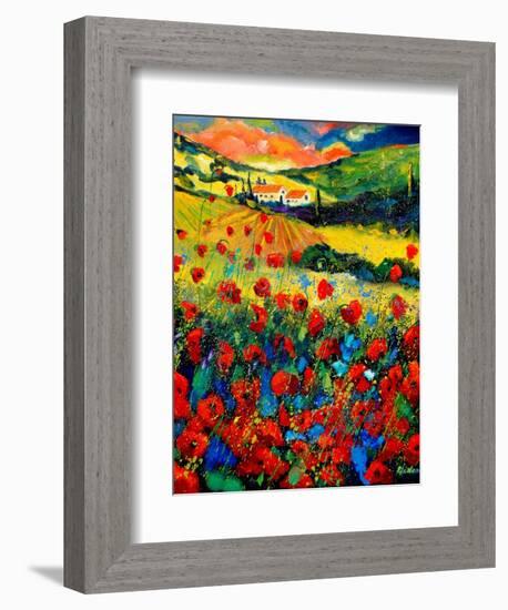 Poppies In Tuscany-Pol Ledent-Framed Premium Giclee Print