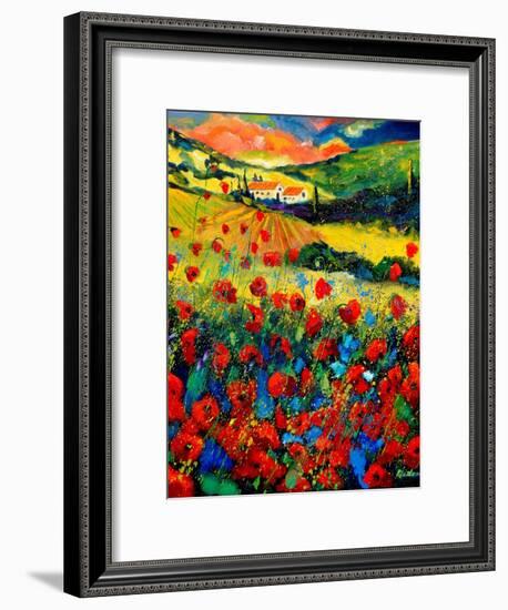 Poppies In Tuscany-Pol Ledent-Framed Art Print