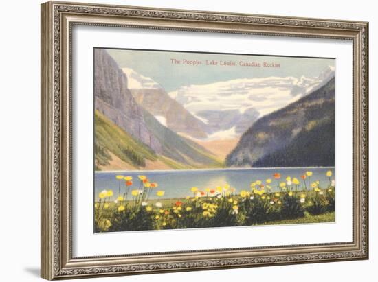 Poppies, Lake Louise, Canadian Rockies-null-Framed Art Print