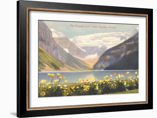 Poppies, Lake Louise, Canadian Rockies-null-Framed Premium Giclee Print