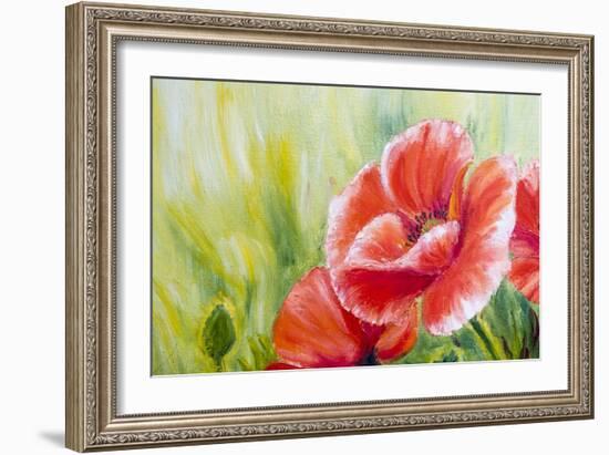 Poppies, Oil Painting on Canvas-Valenty-Framed Art Print