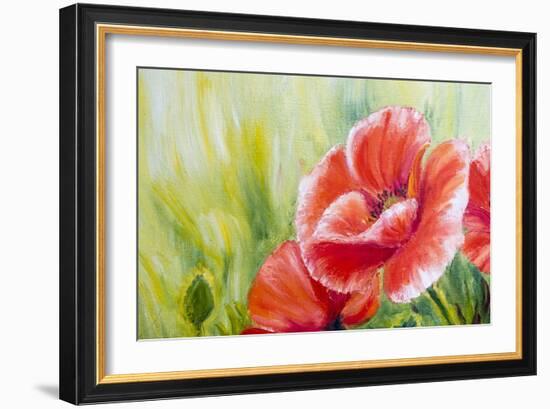 Poppies, Oil Painting on Canvas-Valenty-Framed Art Print