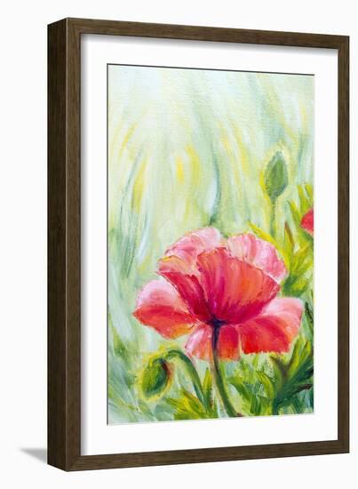 Poppies, Oil Painting on Canvas-Valenty-Framed Art Print