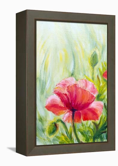 Poppies, Oil Painting on Canvas-Valenty-Framed Stretched Canvas