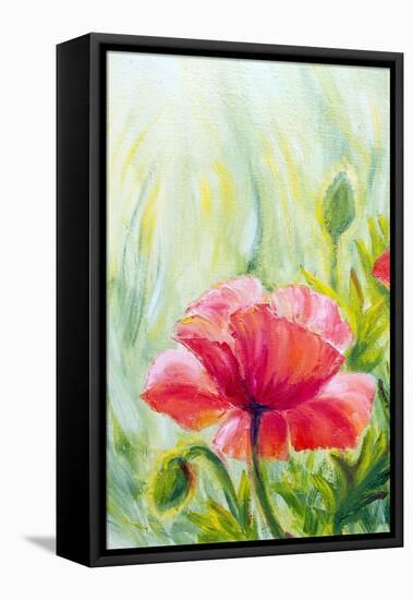 Poppies, Oil Painting on Canvas-Valenty-Framed Stretched Canvas