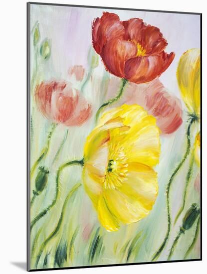 Poppies, Oil Painting on Canvas-Valenty-Mounted Art Print