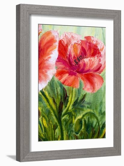 Poppies, Oil Painting on Canvas-Valenty-Framed Art Print