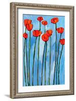 Poppies On Blue - 2 Of 3-Patty Baker-Framed Art Print