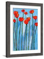 Poppies On Blue - 2 Of 3-Patty Baker-Framed Art Print