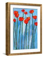 Poppies On Blue - 2 Of 3-Patty Baker-Framed Art Print