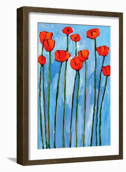 Poppies On Blue - 2 Of 3-Patty Baker-Framed Art Print