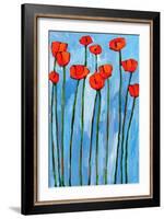 Poppies On Blue - 2 Of 3-Patty Baker-Framed Art Print