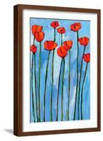 Poppies On Blue - 2 Of 3-Patty Baker-Framed Art Print