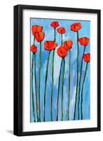 Poppies On Blue - 2 Of 3-Patty Baker-Framed Art Print