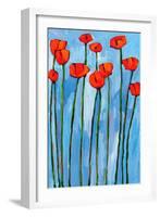 Poppies On Blue - 2 Of 3-Patty Baker-Framed Art Print