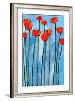 Poppies On Blue - 2 Of 3-Patty Baker-Framed Art Print