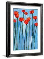 Poppies On Blue - 2 Of 3-Patty Baker-Framed Art Print