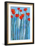 Poppies On Blue - 2 Of 3-Patty Baker-Framed Art Print