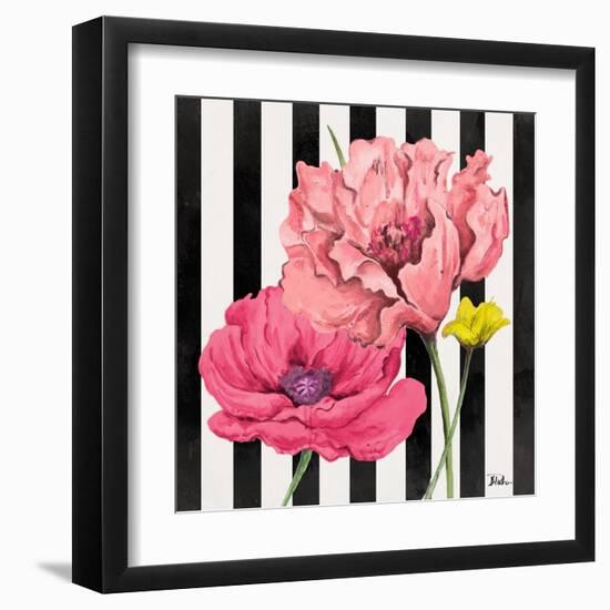 Poppies on Stripes I-Patricia Pinto-Framed Art Print