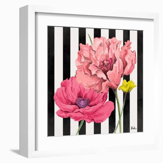 Poppies on Stripes I-Patricia Pinto-Framed Art Print