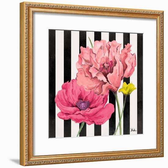 Poppies on Stripes I-Patricia Pinto-Framed Art Print