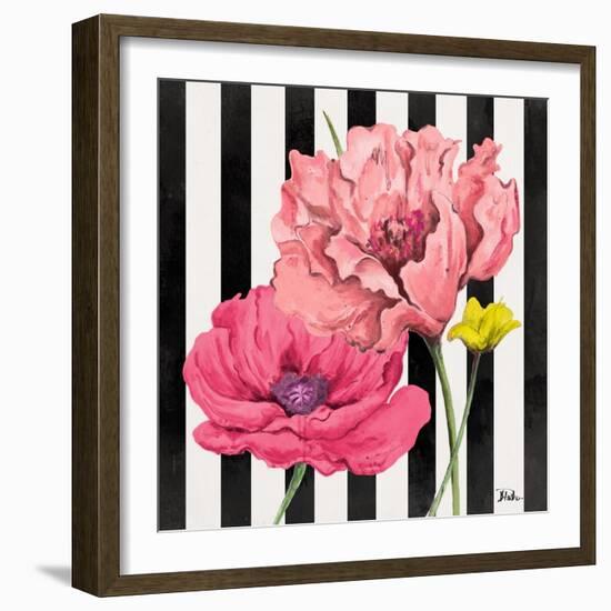 Poppies on Stripes I-Patricia Pinto-Framed Art Print