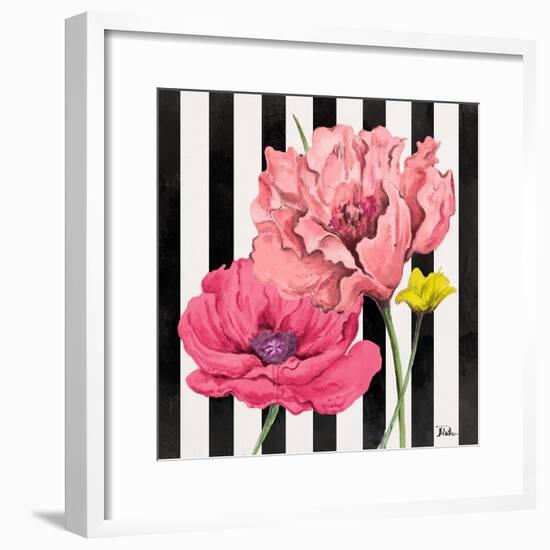 Poppies on Stripes I-Patricia Pinto-Framed Art Print