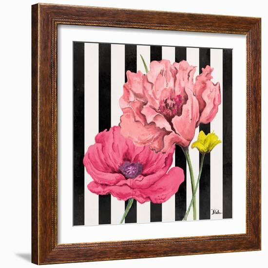 Poppies on Stripes I-Patricia Pinto-Framed Art Print