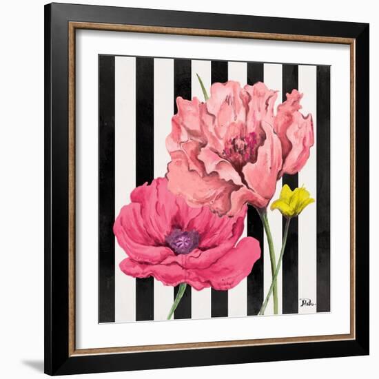 Poppies on Stripes I-Patricia Pinto-Framed Art Print