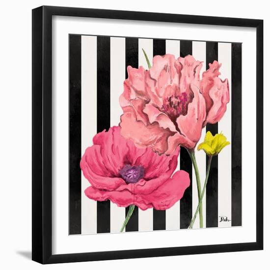 Poppies on Stripes I-Patricia Pinto-Framed Art Print