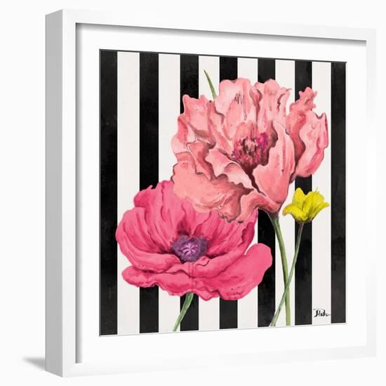 Poppies on Stripes I-Patricia Pinto-Framed Art Print