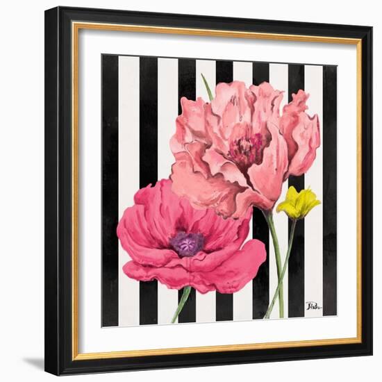 Poppies on Stripes I-Patricia Pinto-Framed Art Print