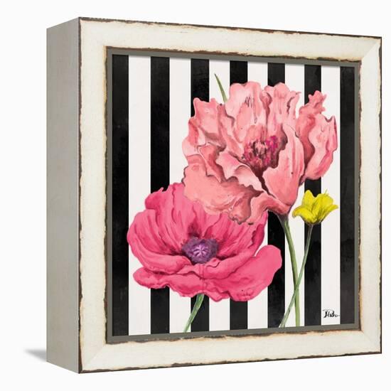 Poppies on Stripes I-Patricia Pinto-Framed Stretched Canvas