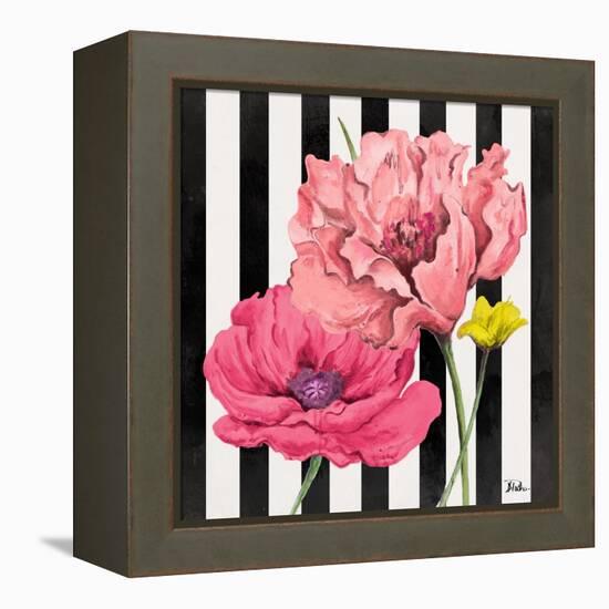 Poppies on Stripes I-Patricia Pinto-Framed Stretched Canvas