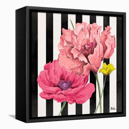 Poppies on Stripes I-Patricia Pinto-Framed Stretched Canvas