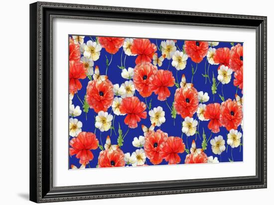 Poppies (Pattern)-Maria Rytova-Framed Premium Giclee Print